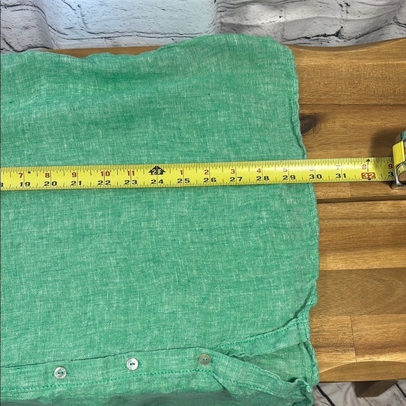 Tahari Green Mandarin Collar Blouse Relaxed 3/4 Sleeve - Picture 5 of 7